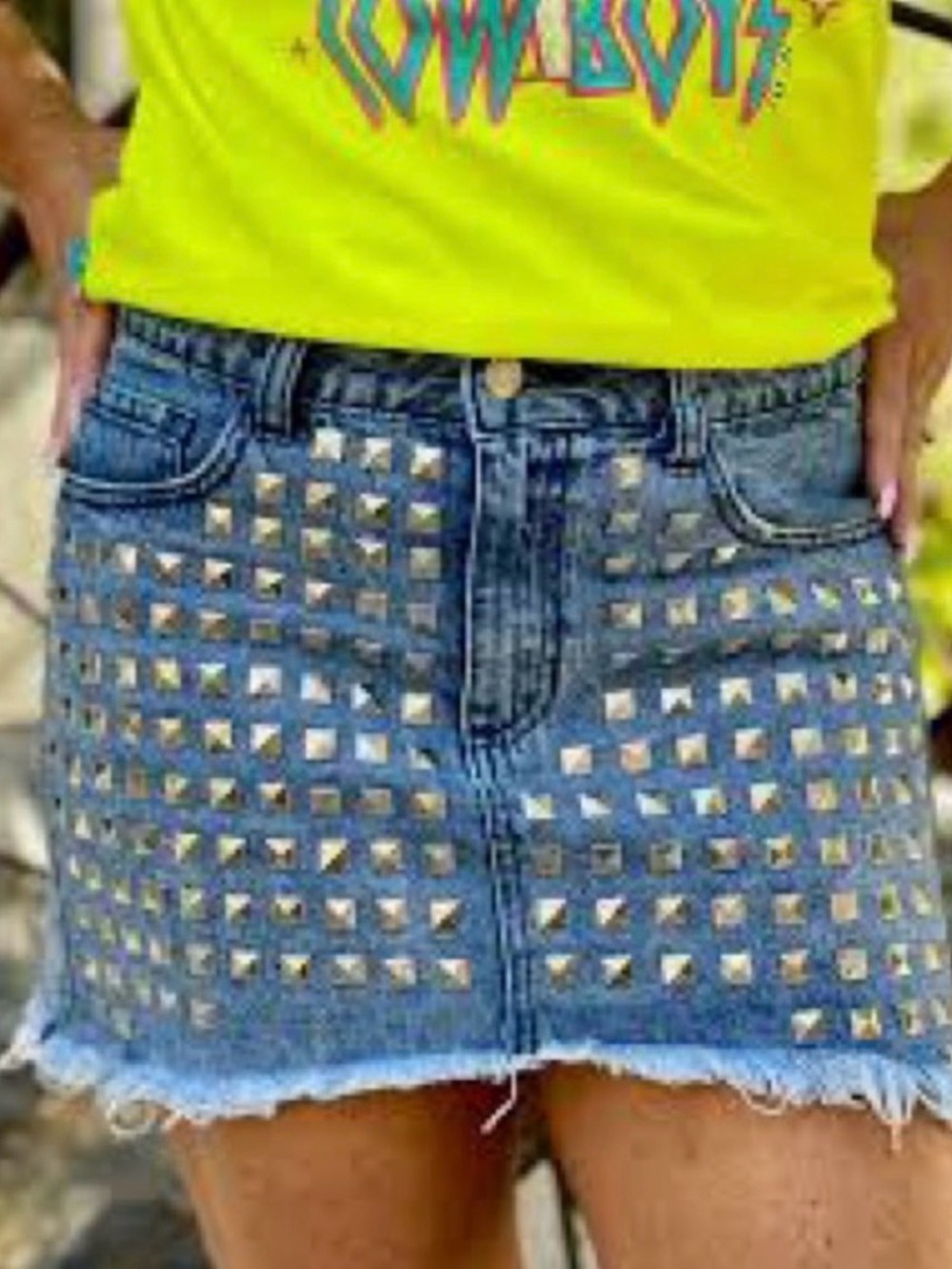 NWT Litz By Uniq Small Studded Denim Mini Skirt